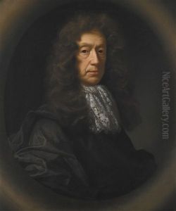 Portrait Of Edmund Waller, Half-length, In A Dark Coat And Lace Stock