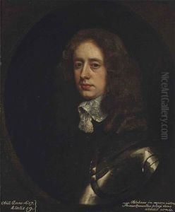 Portrait Of A Gentleman, Traditionally Identified As Robert Blake (1598-1657), Half-length, In Armour, With A Lace Stock, In A Painted Oval Portrait Of A Gentleman, Traditionally Identified As Robert Blake (1598-1657), Half-length, In Armour, With A Lace Stock, In A Painted Oval