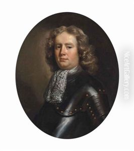 Portrait Of Sir John Guise (c.1654-1695), 2nd Baronet Of Elmore, Half-length, In Armour, With A White Lace Stock Portrait Of Sir John Guise (c.1654-1695), 2nd Baronet Of Elmore, Half-length, In Armour, With A White Lace Stock