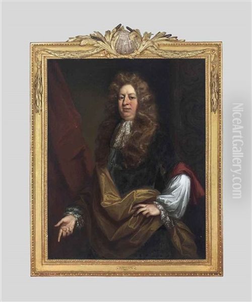 Portrait Of Sir William Hussey (1642-1691), Three-quarter-length, In A Dark Grey Coat And Gold Wrap - view 1