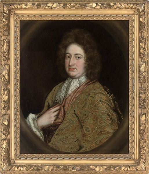 Portrait Of A Gentleman In A Green And Gold Embroidered Robe - view 1