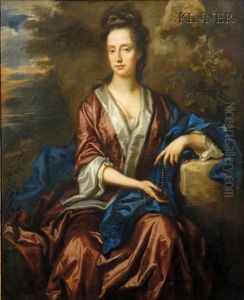 Portrait Of A Lady With A String Of Pearls Seated In A Landscape