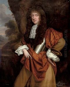 Portrait Of A Gentleman In A Breast-plate And White Ruff, Yellow Mantle And Orange Wrap, In A Landscape