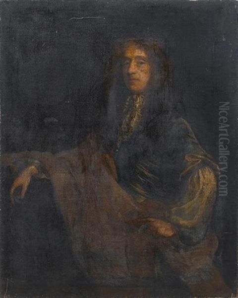 Portrait Of A Gentleman, Three-quarter-length, In A Blue Coat A Brown Wrap And White Lace Jabot - view 1