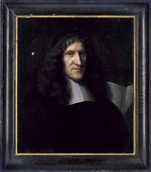Portrait Of A Cleric In White Stock With The Book Of The Apocalypse And An Hourglass - view 1