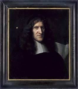 Portrait Of A Cleric In White Stock With The Book Of The Apocalypse And An Hourglass by John Riley