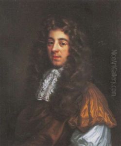 Portrait Of A Gentleman (edward Kinaston Of Oaldey?) In A Brown Robe And Lace Collar