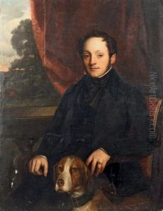 Portrait D'homme Assis Accompagne De Son Chien