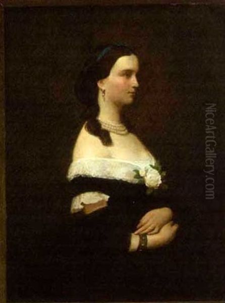Portrait Of A Louisiana Beauty With Pearls And Camellia - view 1