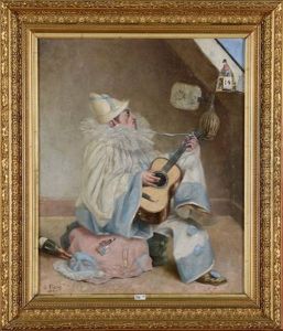 Pierrot Jouant De La Guitare Un 14 Fevrier