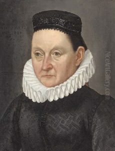Portrait Of A Lady In A Black Embroidered Cap And A Ruff