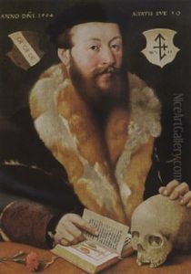 A Portrait Of A Bearded Man, Aged 39, Wearing A Fur-lined Black Coat And A Black Beret