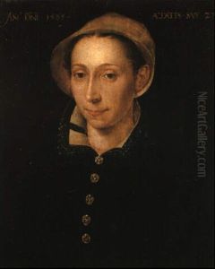 Portrait Of A Woman, Aged 28, Wearing A Black Dress And Lace Collar by Hermann Tom Ring