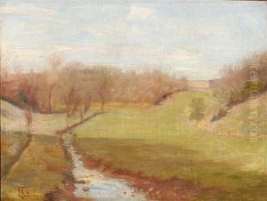 Spring Landscape With Light Green Fields And A Waterhole, Near Mogenstrup