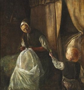 A Boy Passes A Green Pea To His Grandmother by Laurits Andersen Ring