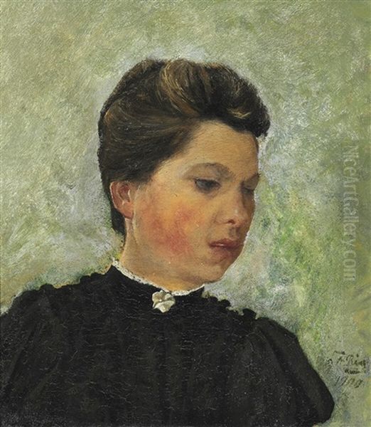 Portrait Of A Young Girl In A Black Dress - view 1