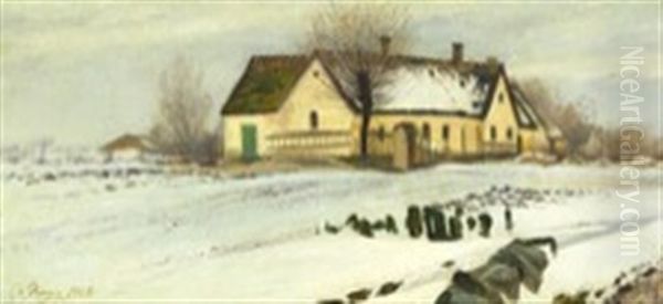 Winter Landscape With A Yellow Farmhouse - view 1