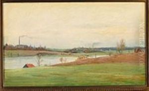View Of Roskilde Fjord In The Background St Hans Hospital And Boserup Fores by Laurits Andersen Ring