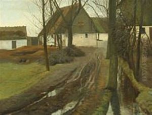 An Autumn Day Near A Thatched Farm by Laurits Andersen Ring