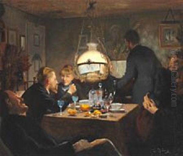 People Gathering In The Home Of Erik Reinhardt In The Evening - view 1