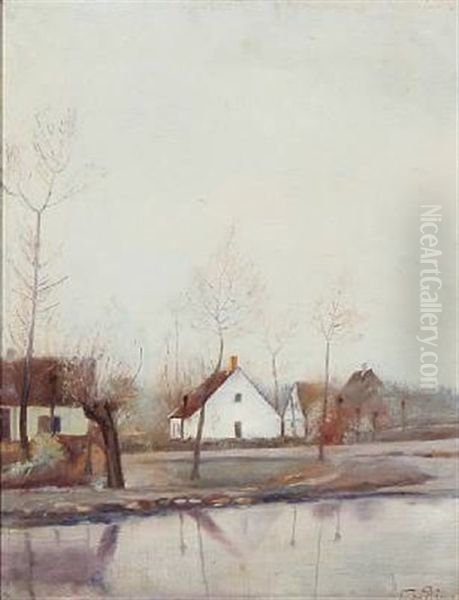Autumn Day At A Pond In A Village - view 1