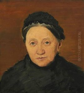 Portrait Of The Artist's Morther In A Black Dress by Laurits Andersen Ring