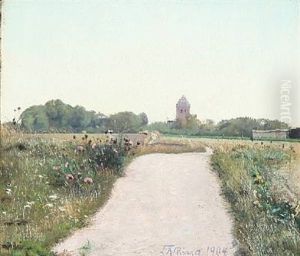 Solbeskinnet Vej Til Kirken I Taastrup. Sommer by Laurits Andersen Ring