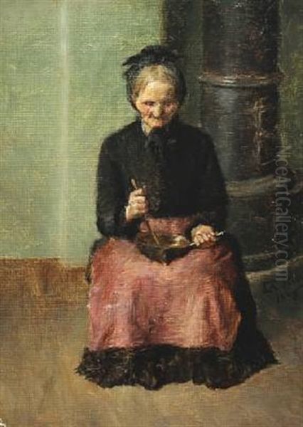 A Seated Woman By The Stove - view 1