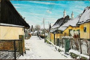 Clear Winter Day In St. Jorgensbjerg. On Both Sides Of The Snow-clad Village Street Yellow Houses by Laurits Andersen Ring