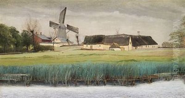 Farmhouse And Mill At A Lake - view 1