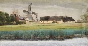 Farmhouse And Mill At A Lake