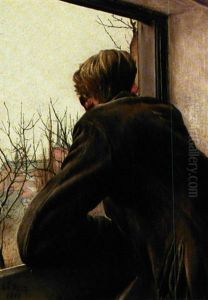 Sonnen Ole Ring Kigger Ud Af Vinduet Fra L. A. Rings Bolig I Sankt Jorgensbjerg by Laurits Andersen Ring