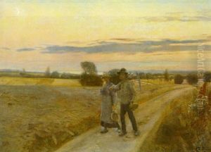 Hostarbejdere Vender Hjem Om Aftenen by Laurits Andersen Ring