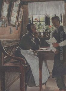 Interior. Sonnen Laeser Brev For Sin Moder by Laurits Andersen Ring
