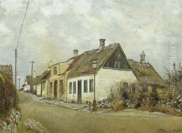Gade. St. Jorgensbjerg. Hvid Strataekt Hus Tilhojre - view 1