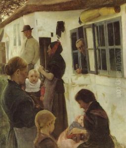 Personer Foran Et Hus