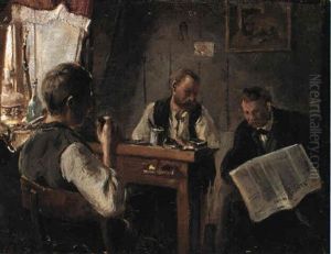 Interior Fra Et Skomagervaerksted, Politisk Diskussion by Laurits Andersen Ring