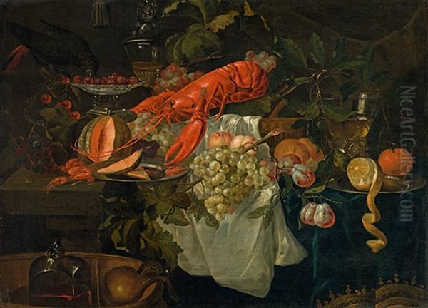 Still Life With Fruit And Lobster by Pieter de Ring
