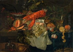 Still Life With Fruit And Lobster by Pieter de Ring