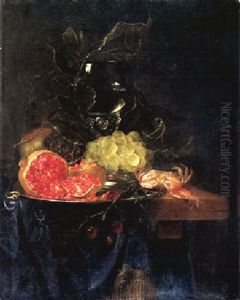 Stilleben Mit Romer, Fruchten Und Krabbe