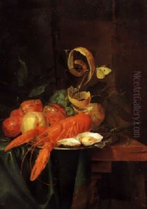 Stilleben Mit Hummer Und Glasern by Pieter de Ring