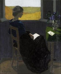 Young Woman Reading At The Window by Marius Borgeaud