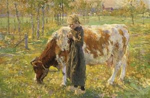 A Little Cowherdess In A Meadow Near Zalk by Paul Rink