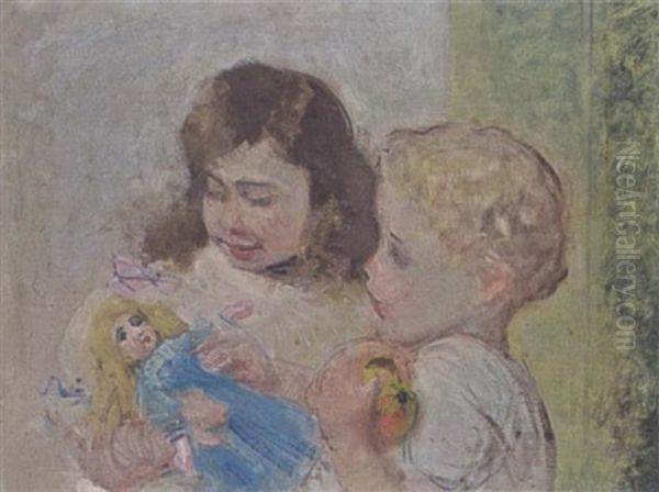 Children Playing With A Doll - view 1