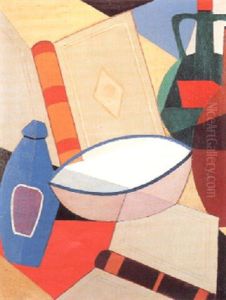 Cubist Still Life With Bottle And Books by Thijs Rinsema