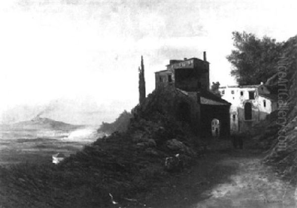 An Italian Landscape With Figures Near A Village - view 1