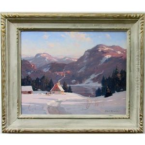 Untitled (winter Scene With Figure Chopping Firewood)