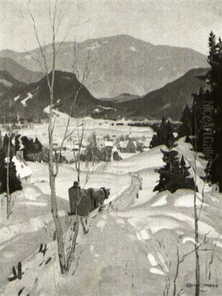 Entering A Quebec Village In Winter - view 1