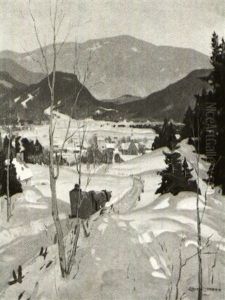 Entering A Quebec Village In Winter by Eric John Benson Riordon