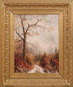 Winterlandschaftmit Waldweg An Einer Lichtung by A. Borgemann